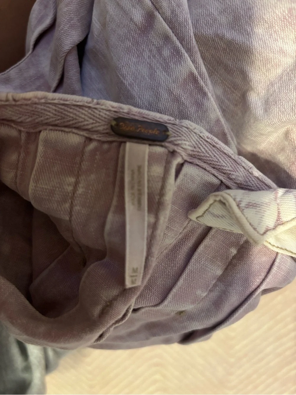 Free People Acid Washed Denim Mauve Pleated Tank
